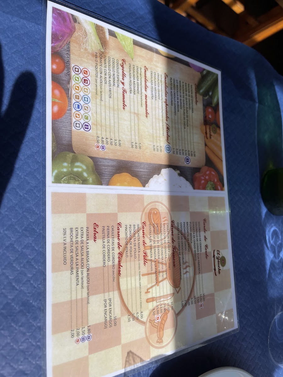 Menu Restaurante El Gaucho I-5