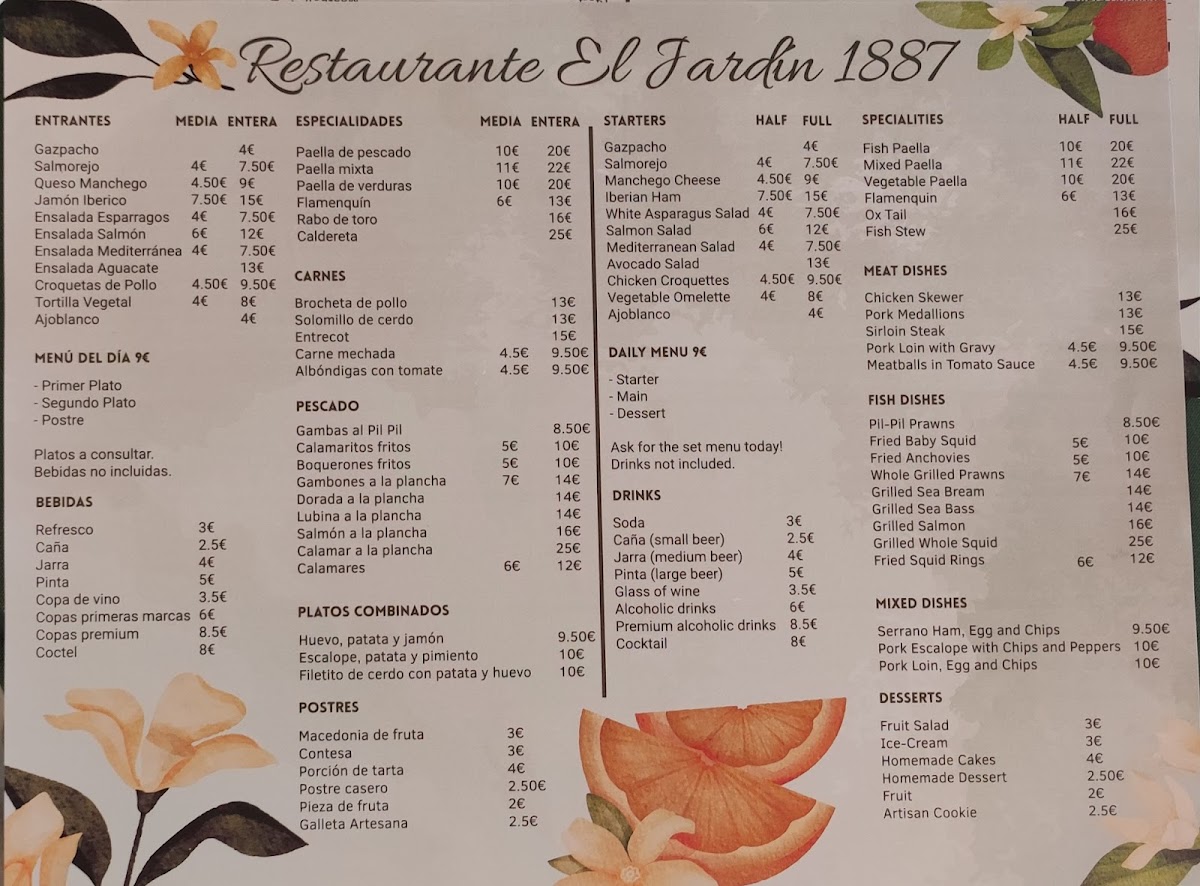 Menu Restaurante El Jardin 1887-7