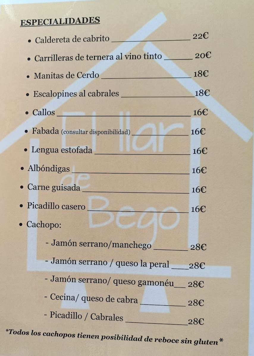 Menu Restaurante El Llar De Bego-1