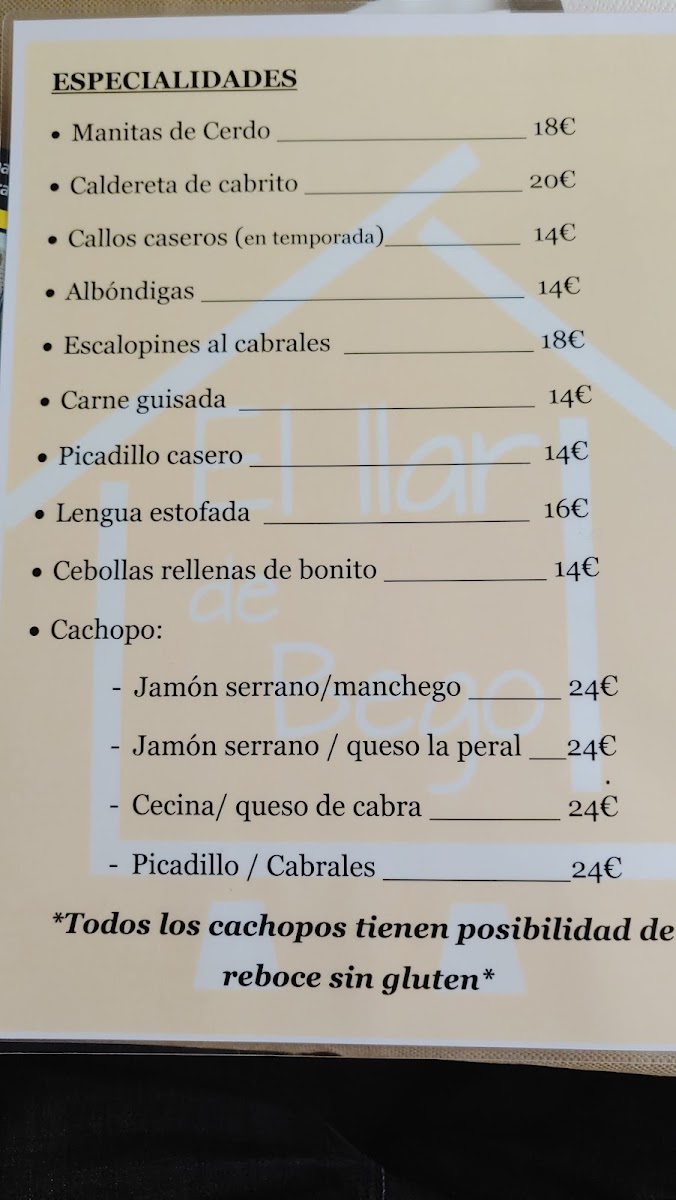 Menu Restaurante El Llar De Bego-2
