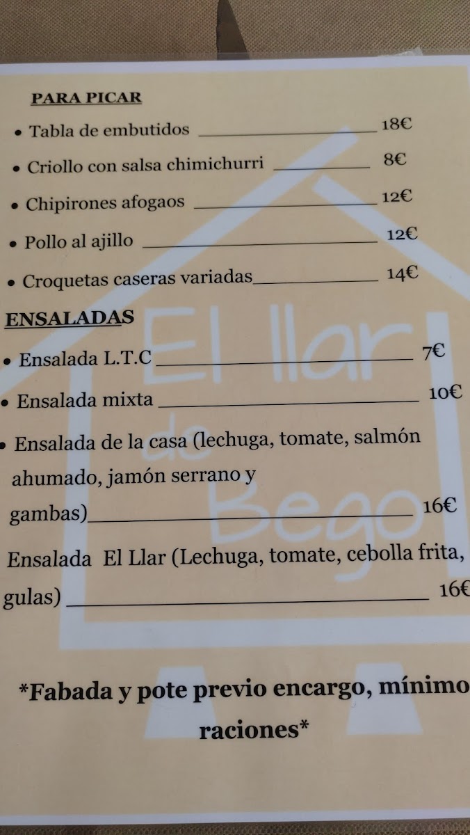 Menu Restaurante El Llar De Bego-3