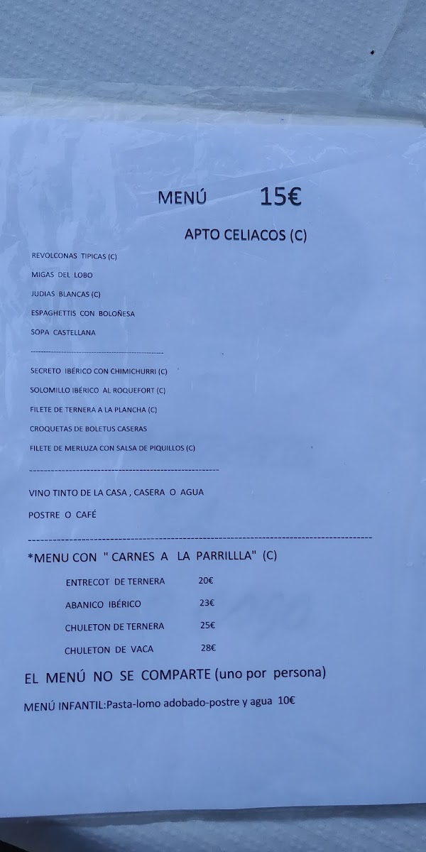 Menu Restaurante El Lobo Cojo-7
