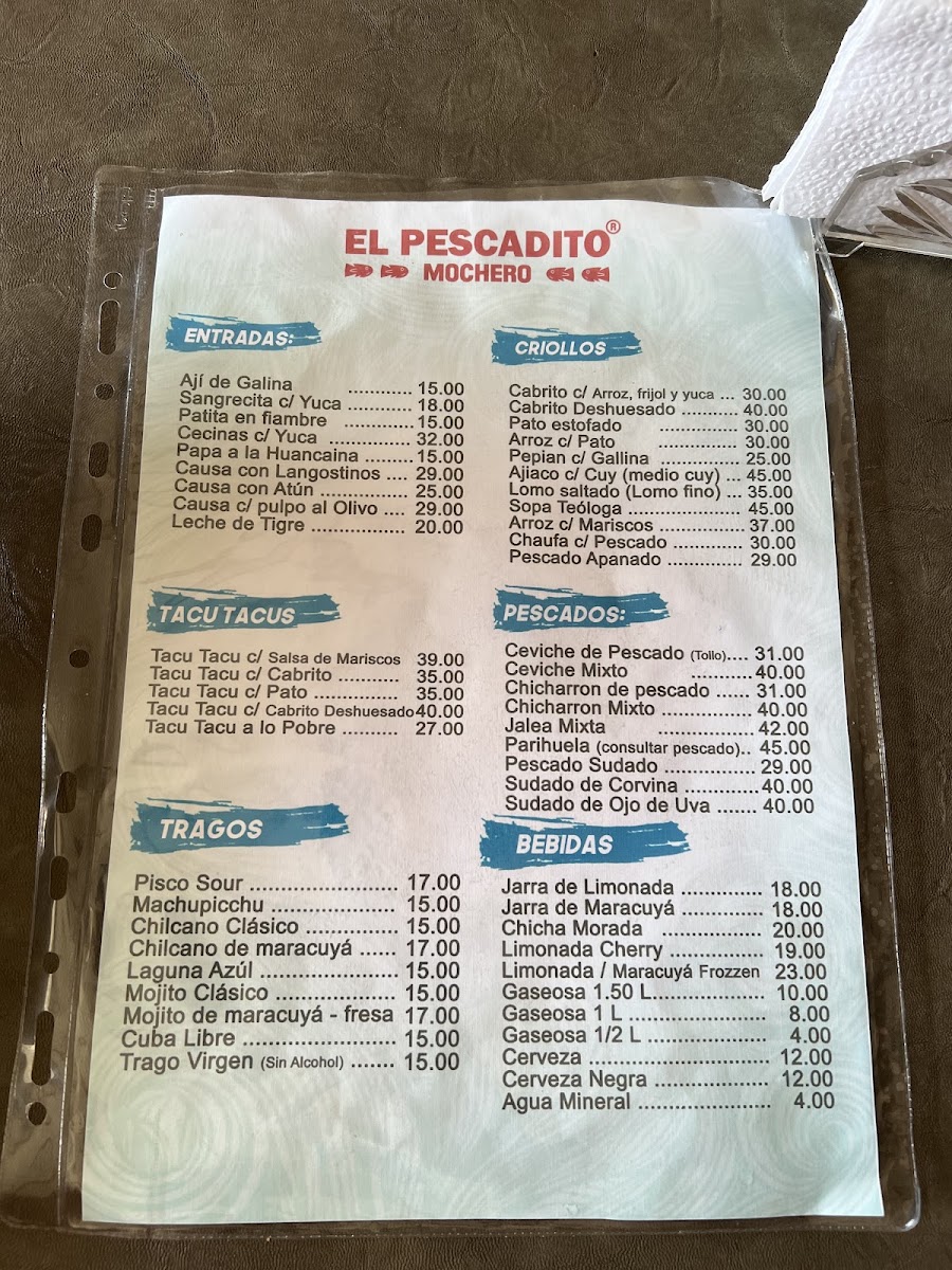 Menu Restaurante El Pescadito Mochero-2