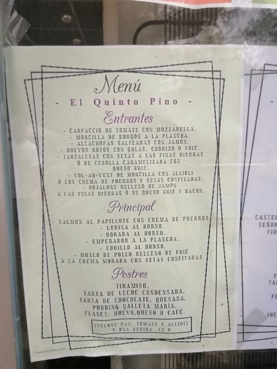 Menu Restaurante El Quinto Pino-4