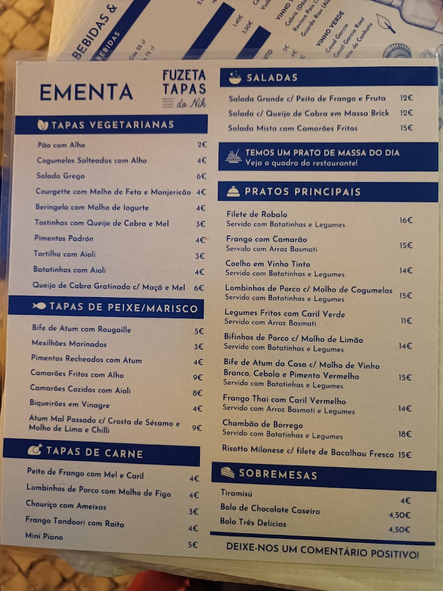 Menu Restaurante Fuzeta Tapas Do Nik-7