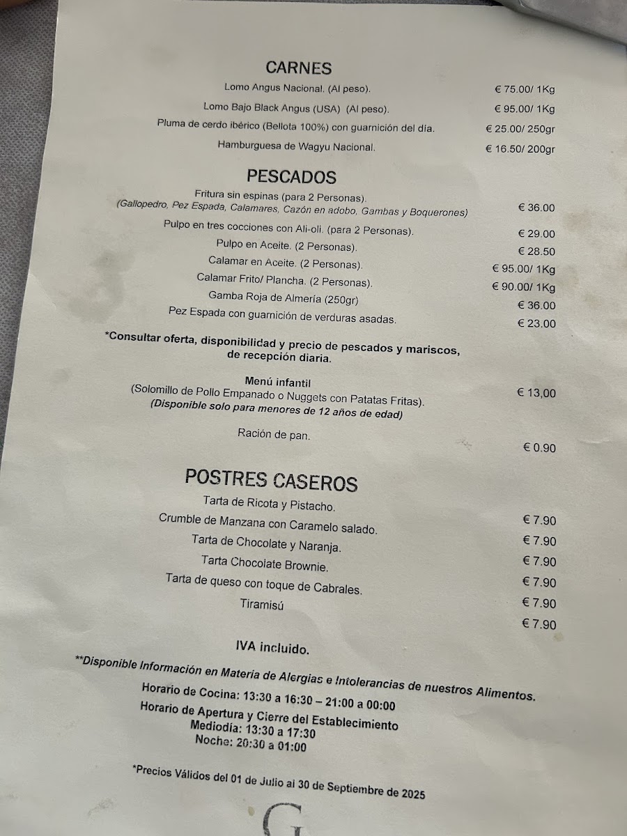 Menu Restaurante Goleta Cabo De Gata. Frente Al Mar-1