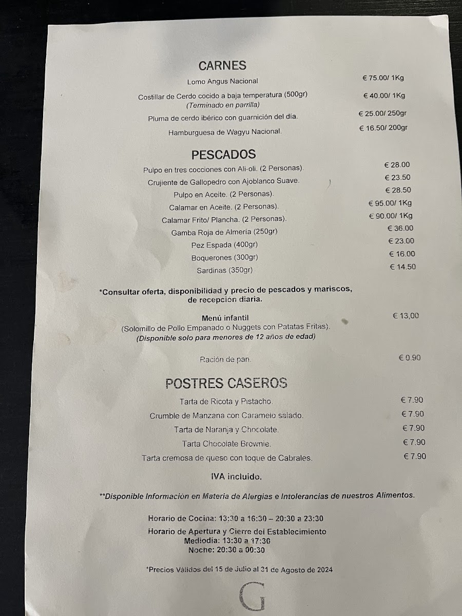 Menu Restaurante Goleta Cabo De Gata. Frente Al Mar-8