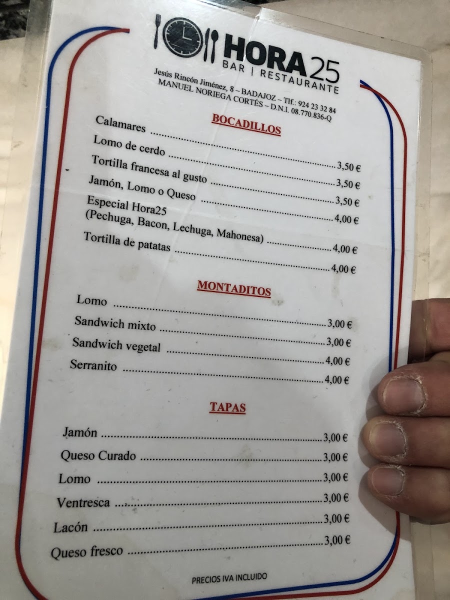 Menu Restaurante Hora 25-2