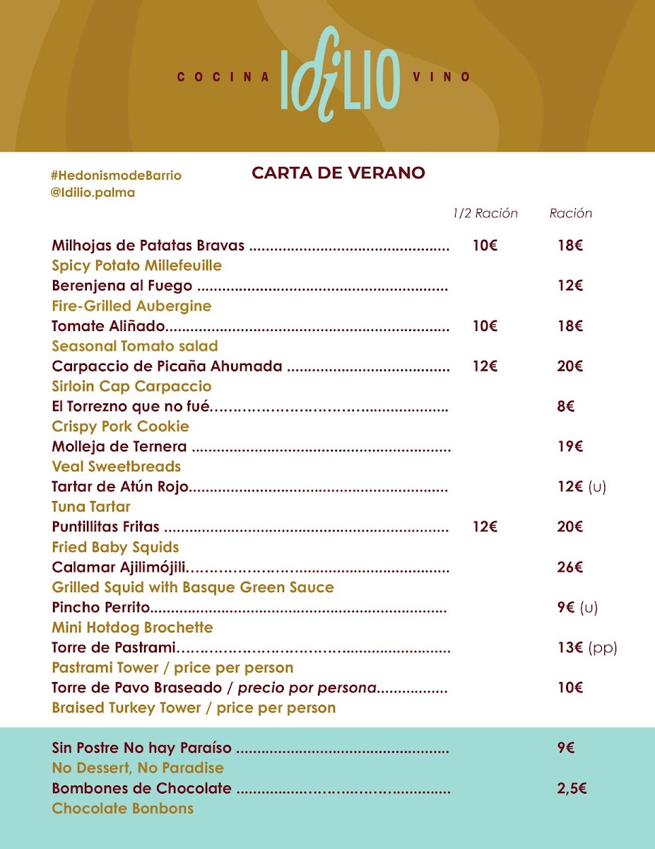 Menu Restaurante I D I L I O - Cocina Y Vino-1