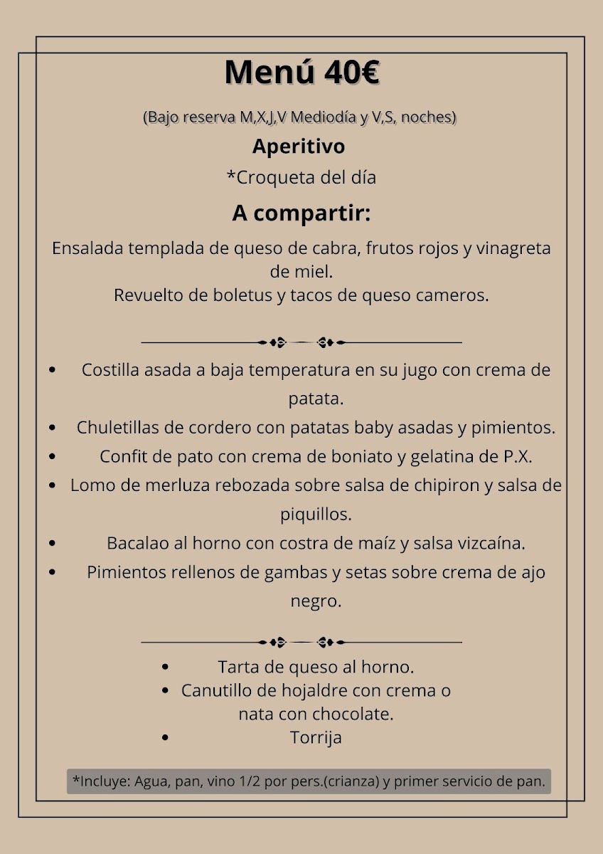 Menu Restaurante La Chata 1821-2