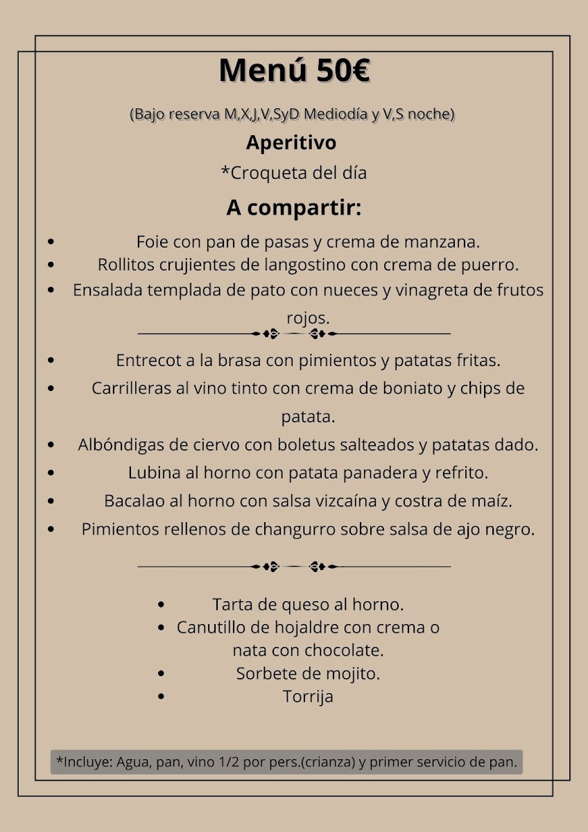 Menu Restaurante La Chata 1821-3