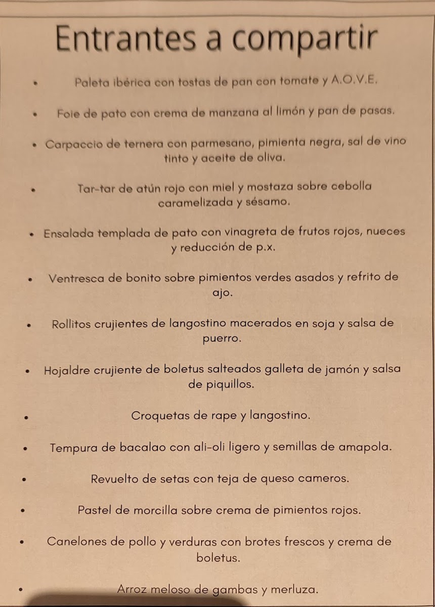 Menu Restaurante La Chata 1821-7