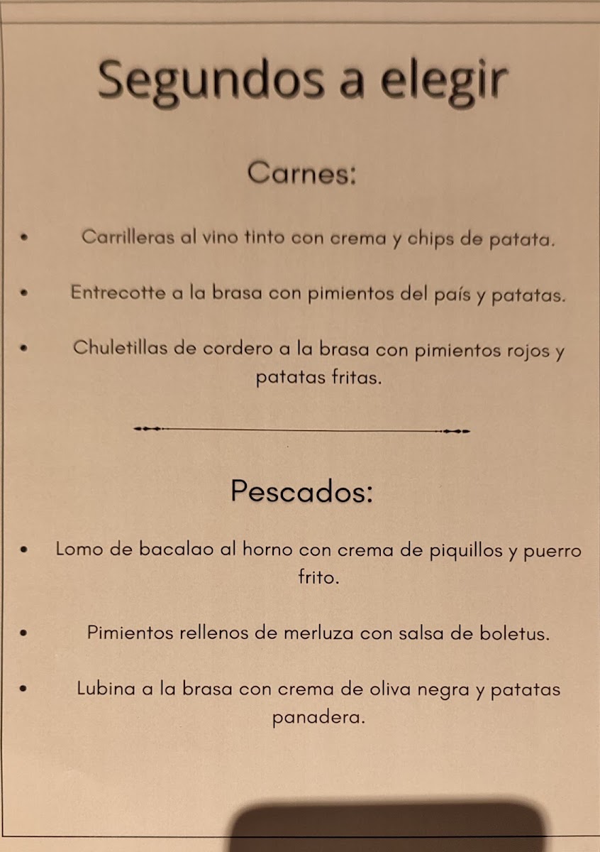 Menu Restaurante La Chata 1821-8