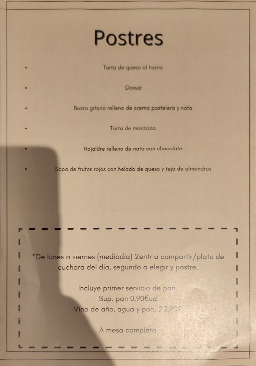 Menu Restaurante La Chata 1821-9
