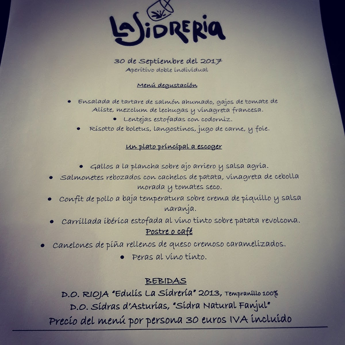 Menu Restaurante La Sidrería-9
