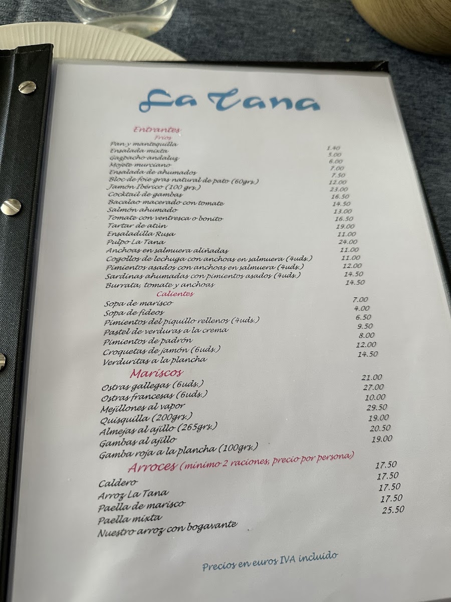 Menu Restaurante La Tana-1
