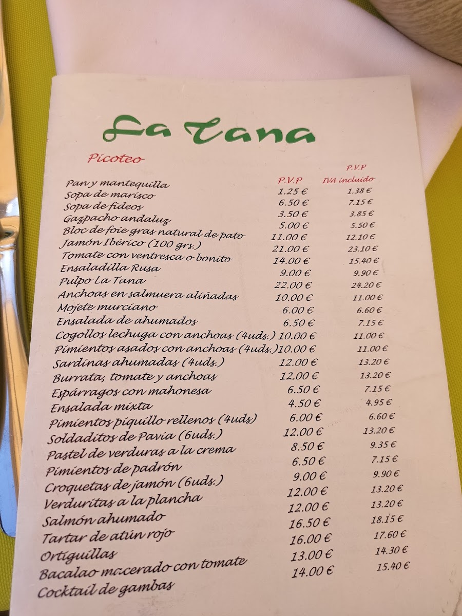Menu Restaurante La Tana-5