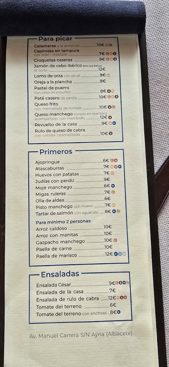 Menu Restaurante La Toba, Aýna.-1