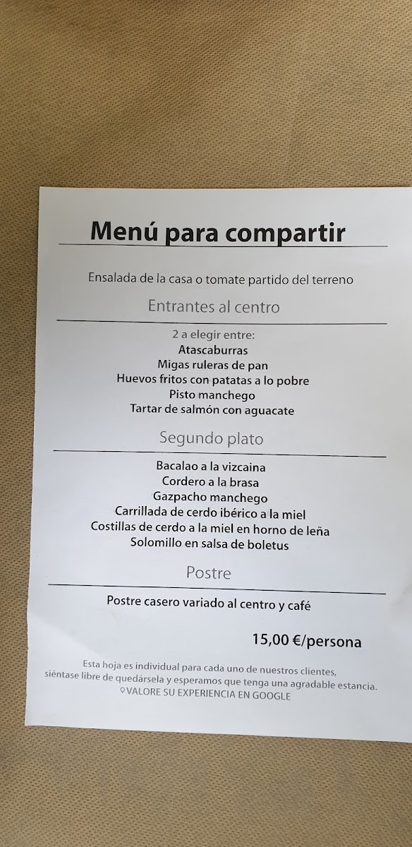 Menu Restaurante La Toba, Aýna.-10
