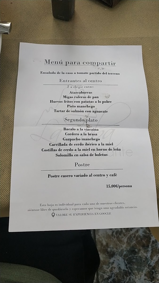 Menu Restaurante La Toba, Aýna.-4