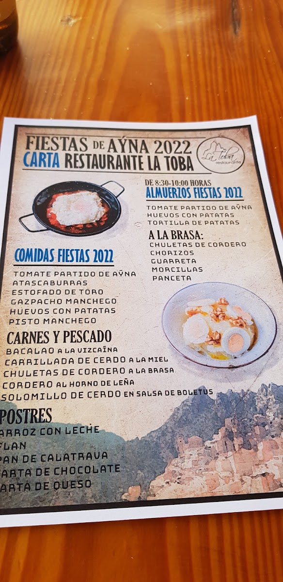 Menu Restaurante La Toba, Aýna.-8