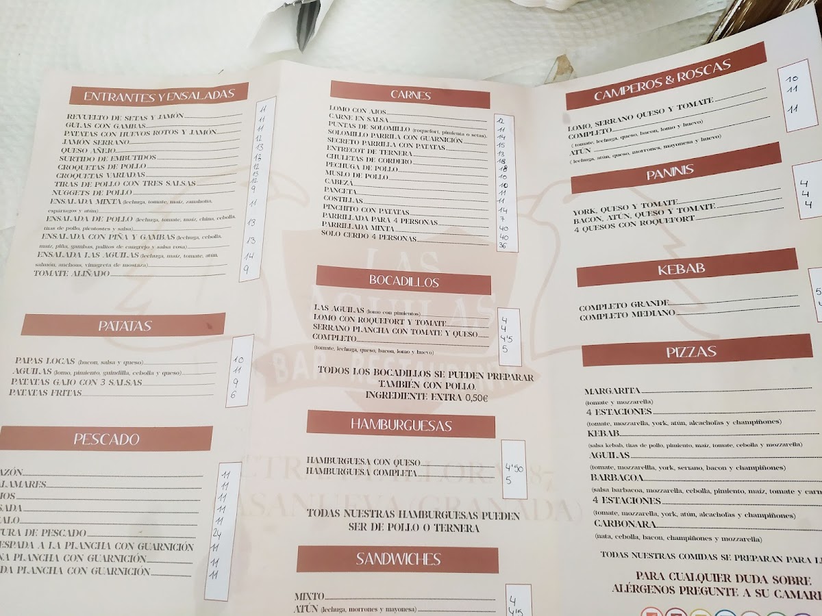 Menu Restaurante Las Águilas-1