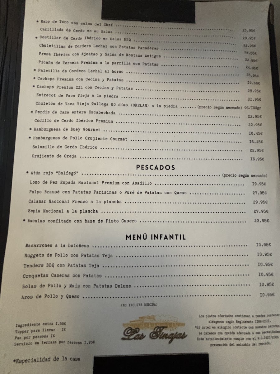 Menu Restaurante 'las Tinajas'-2