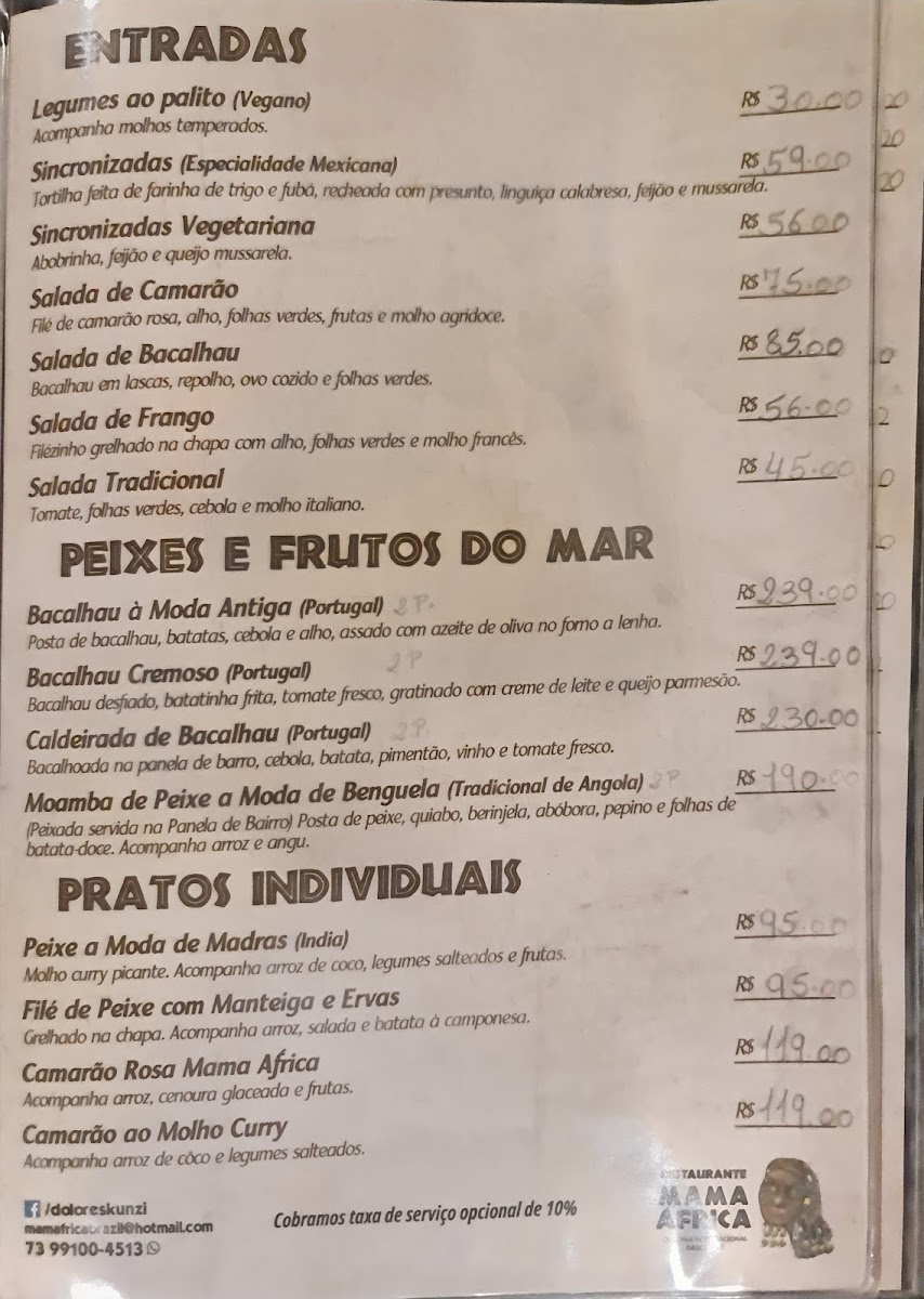 Menu Restaurante Mama África-1