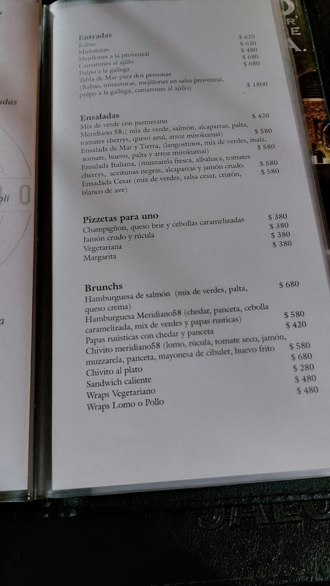 Menu Restaurante Meridiano 58-10