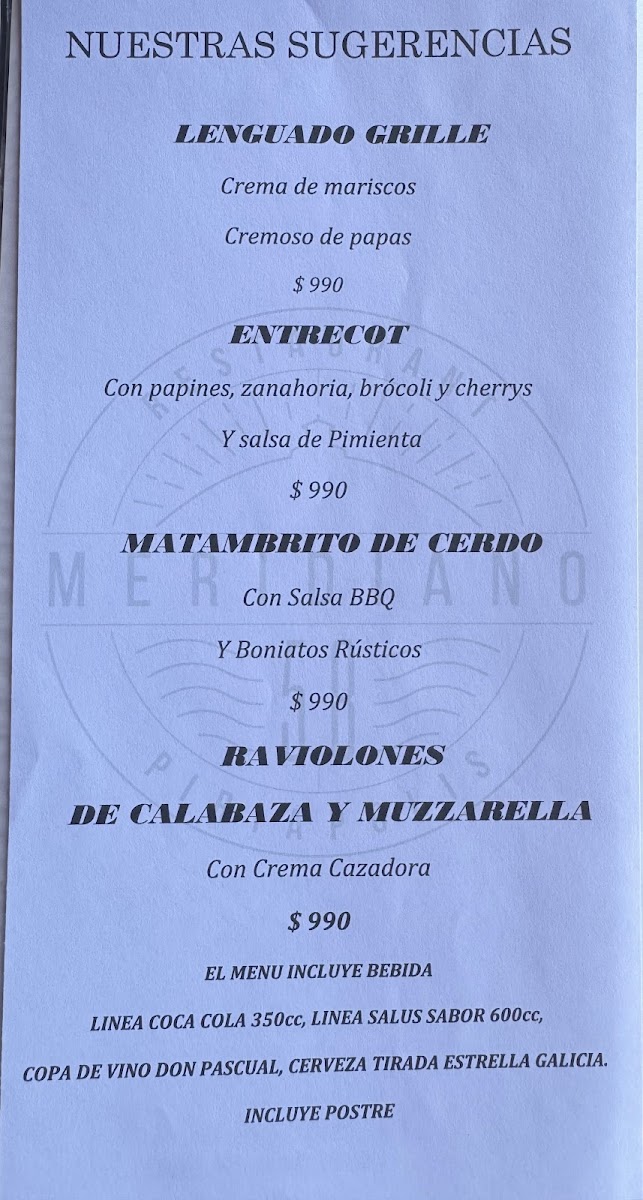 Menu Restaurante Meridiano 58-3