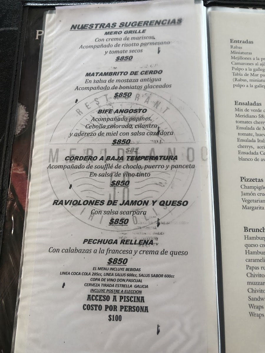Menu Restaurante Meridiano 58-9