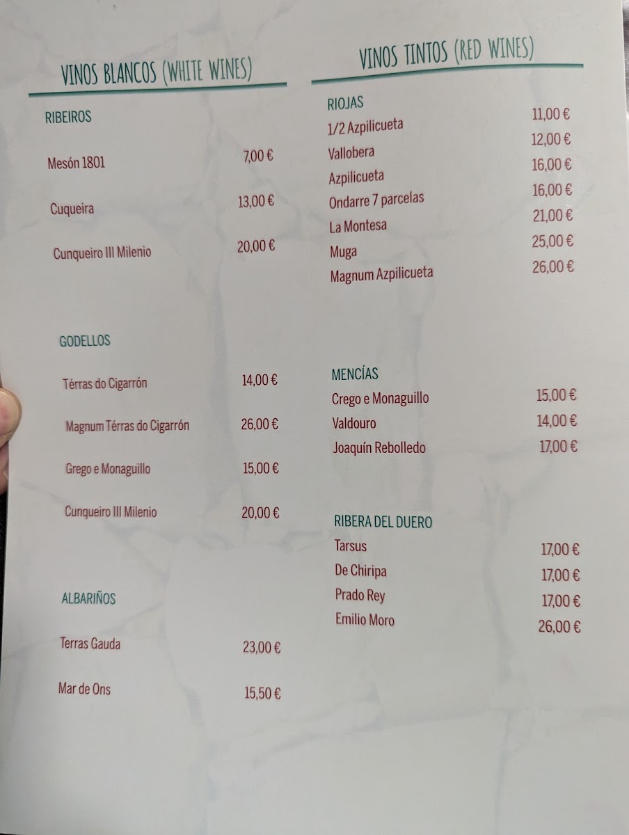 Menu Restaurante Meson 1801-1