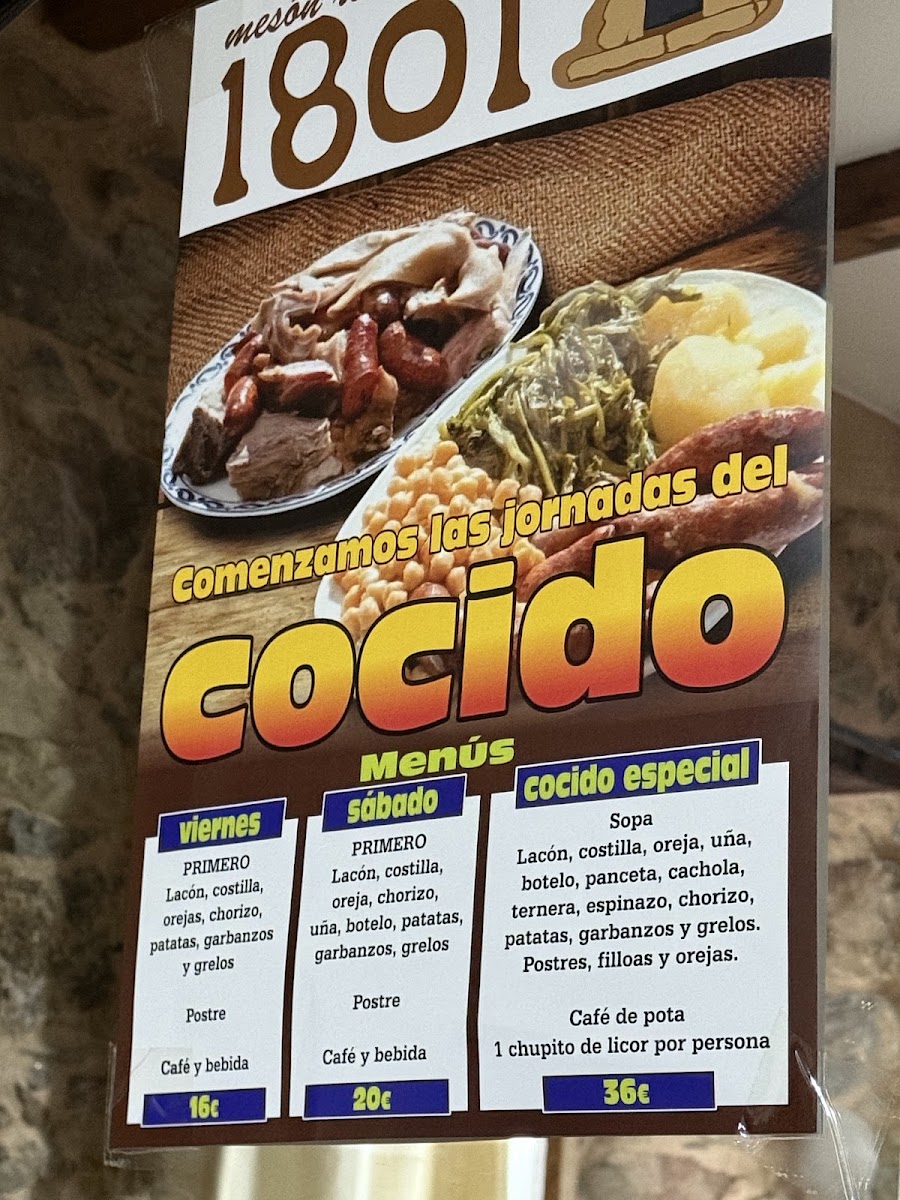 Menu Restaurante Meson 1801-10