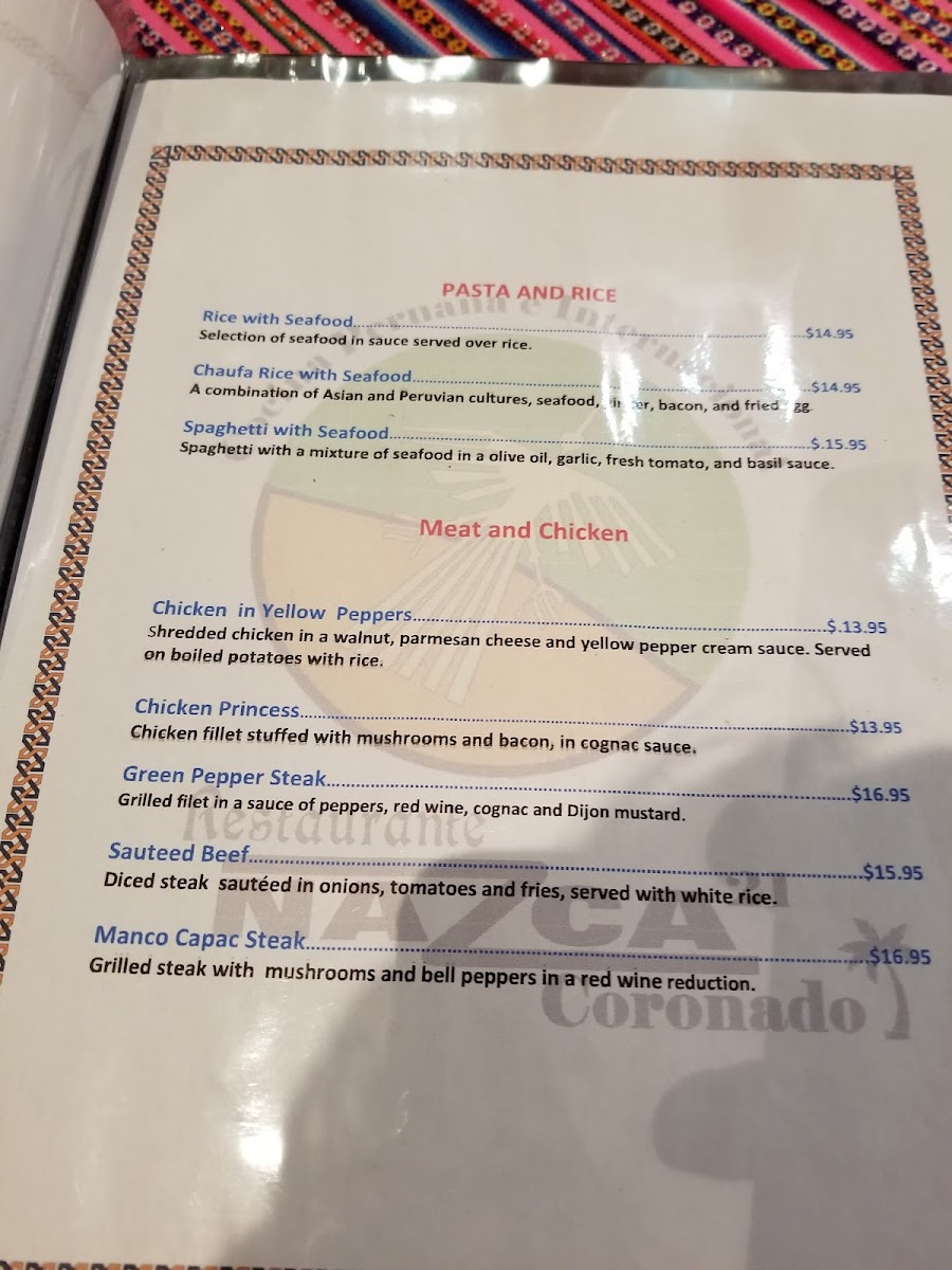Menu Restaurante Nazca 21 Coronado-10
