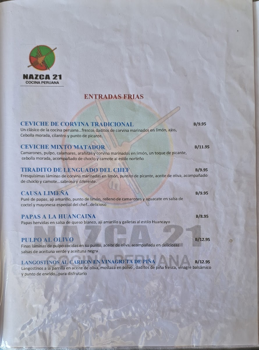 Menu Restaurante Nazca 21 Coronado-2