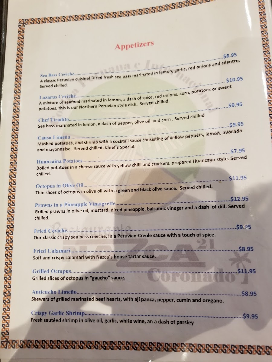 Menu Restaurante Nazca 21 Coronado-5