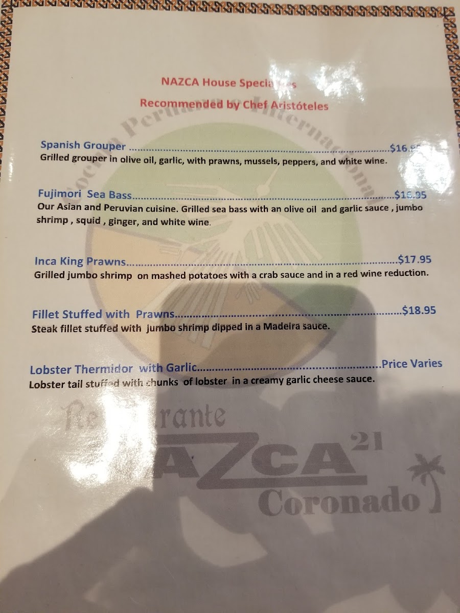 Menu Restaurante Nazca 21 Coronado-9