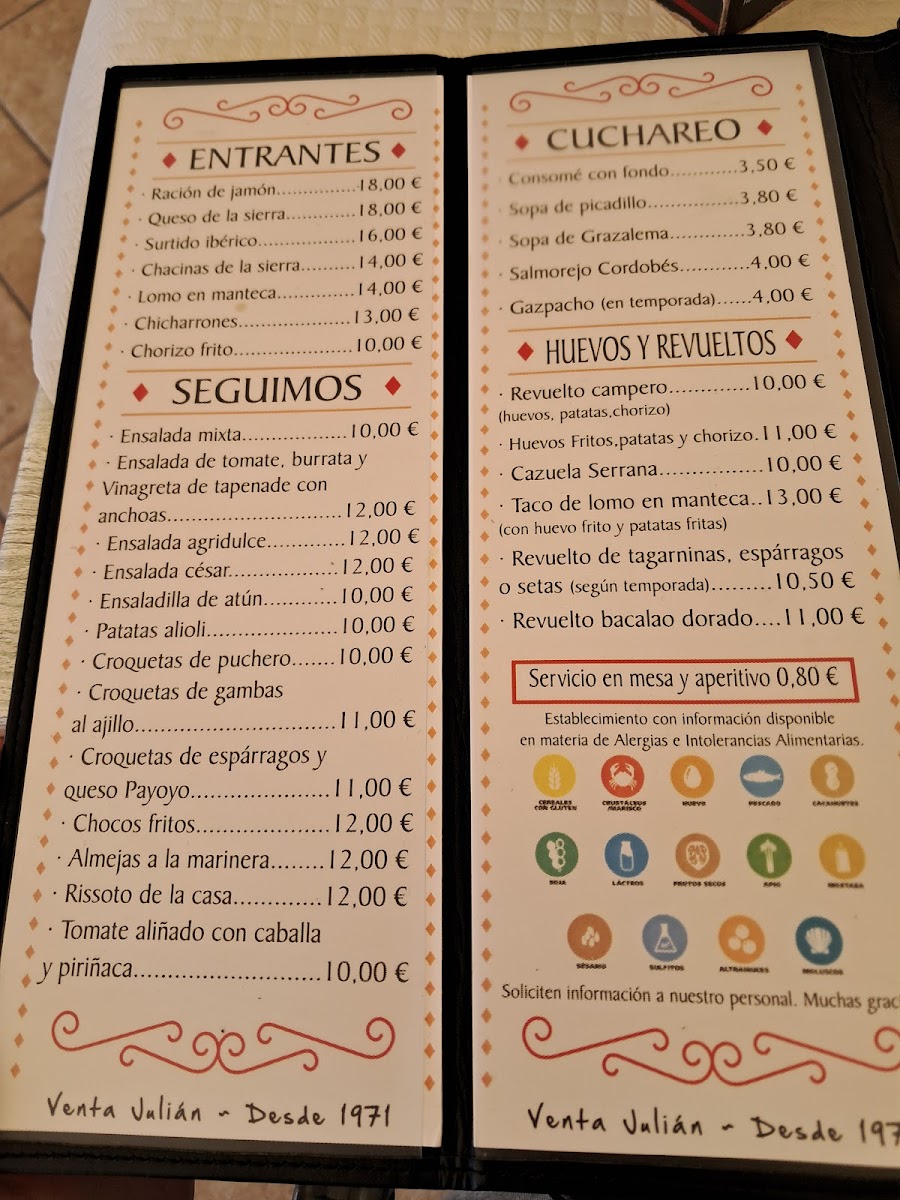 Menu Restaurante Pensión Venta Julián-1