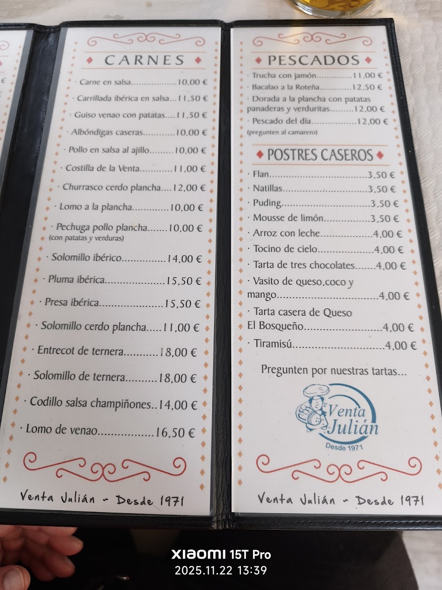 Menu Restaurante Pensión Venta Julián-2