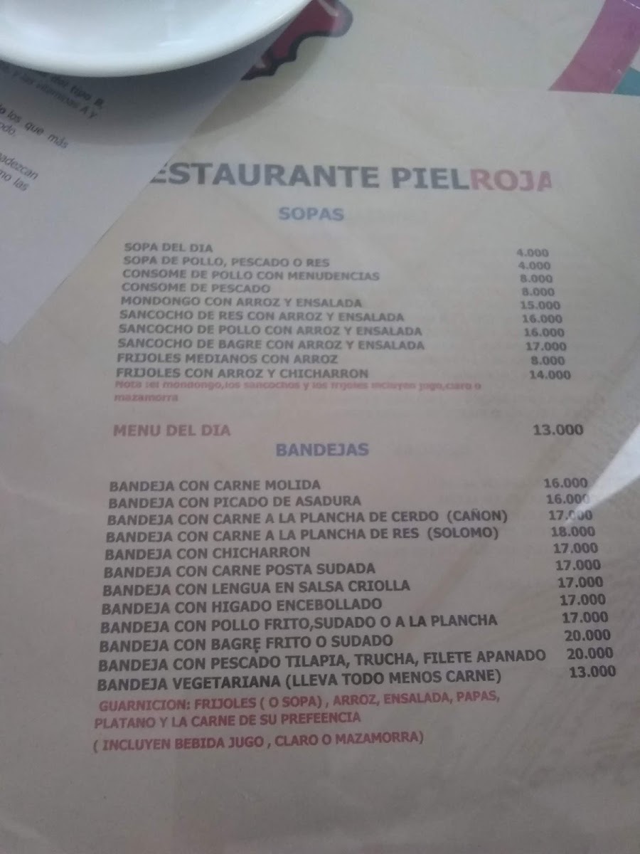 Menu Restaurante Piel Roja -Restaurante Comida Tipica-4