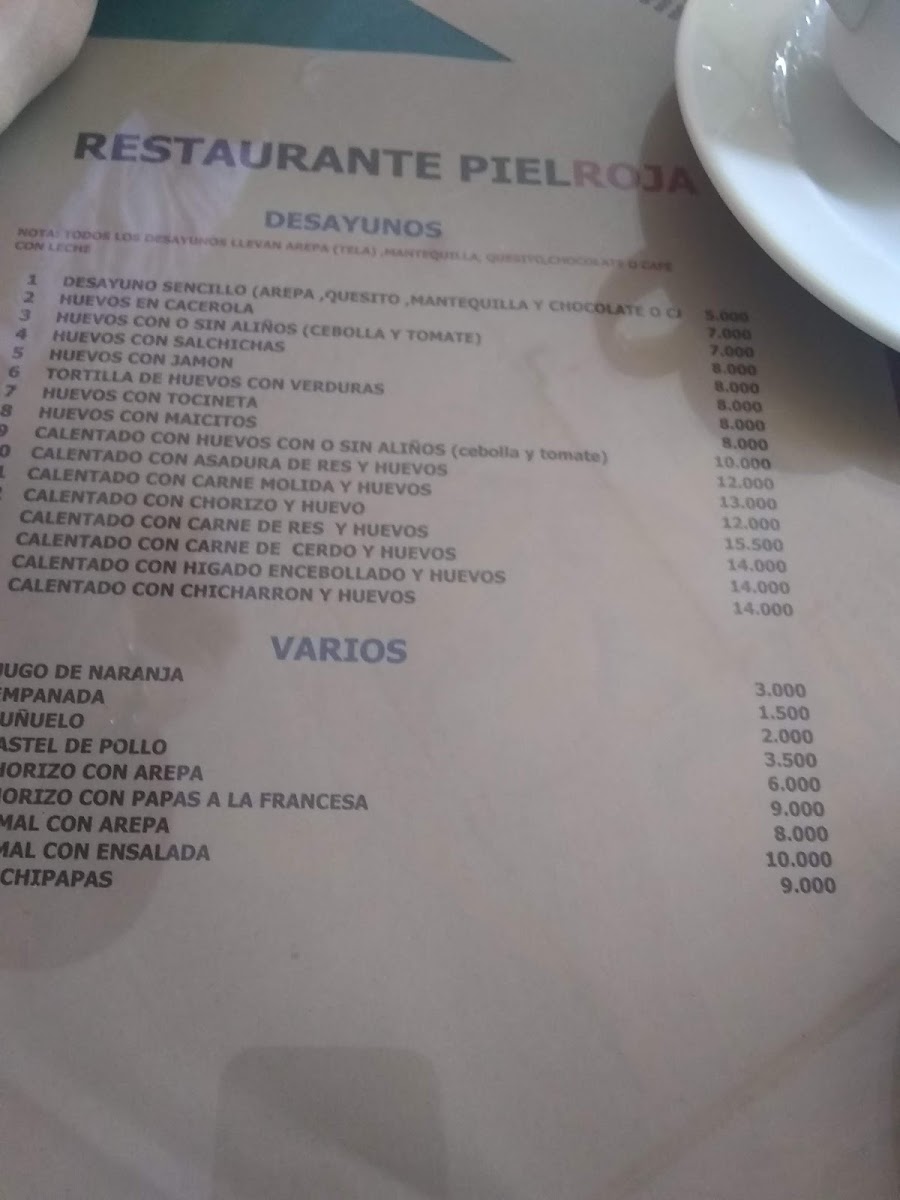 Menu Restaurante Piel Roja -Restaurante Comida Tipica-5
