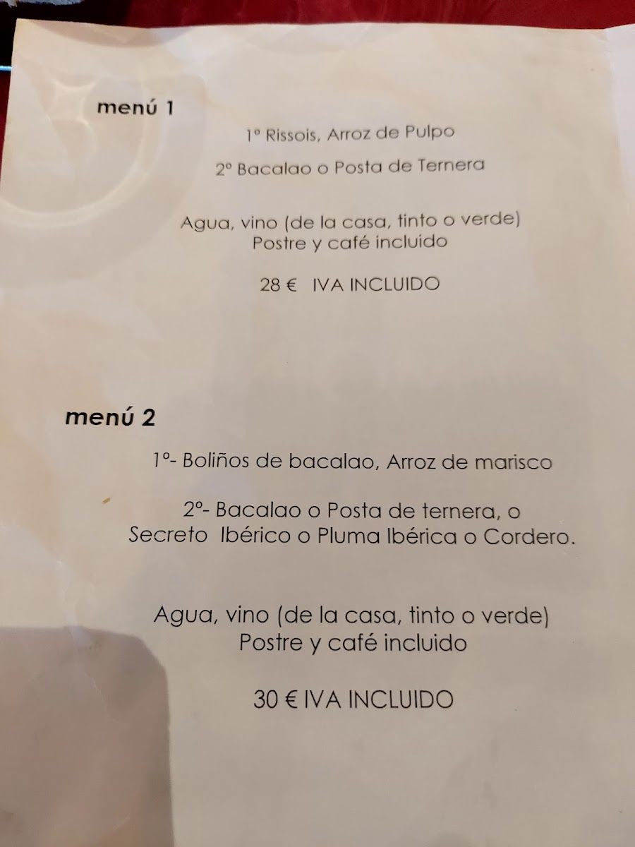 Menu Restaurante Portugués 'o Moinho'-1