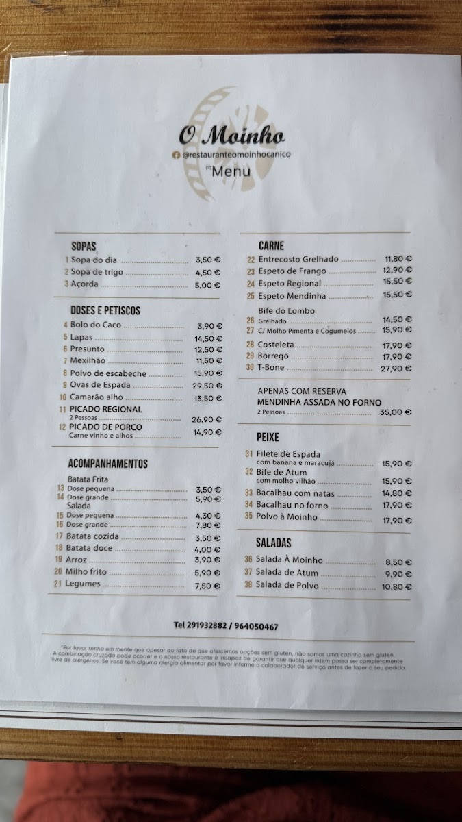 Menu Restaurante Portugués 'o Moinho'-5