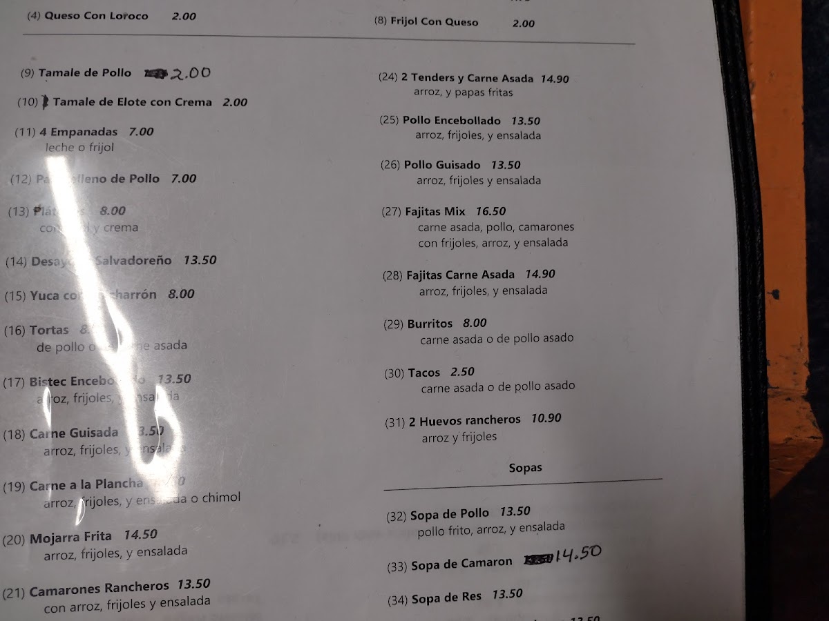 Menu Restaurante Salvadoreño Norita-1
