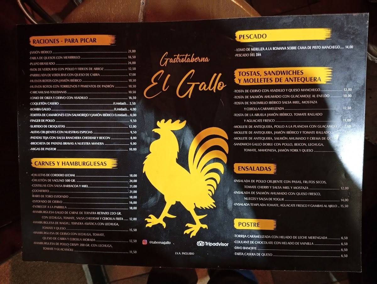 Menu Restaurante Taberna El Gallo Toledo-1