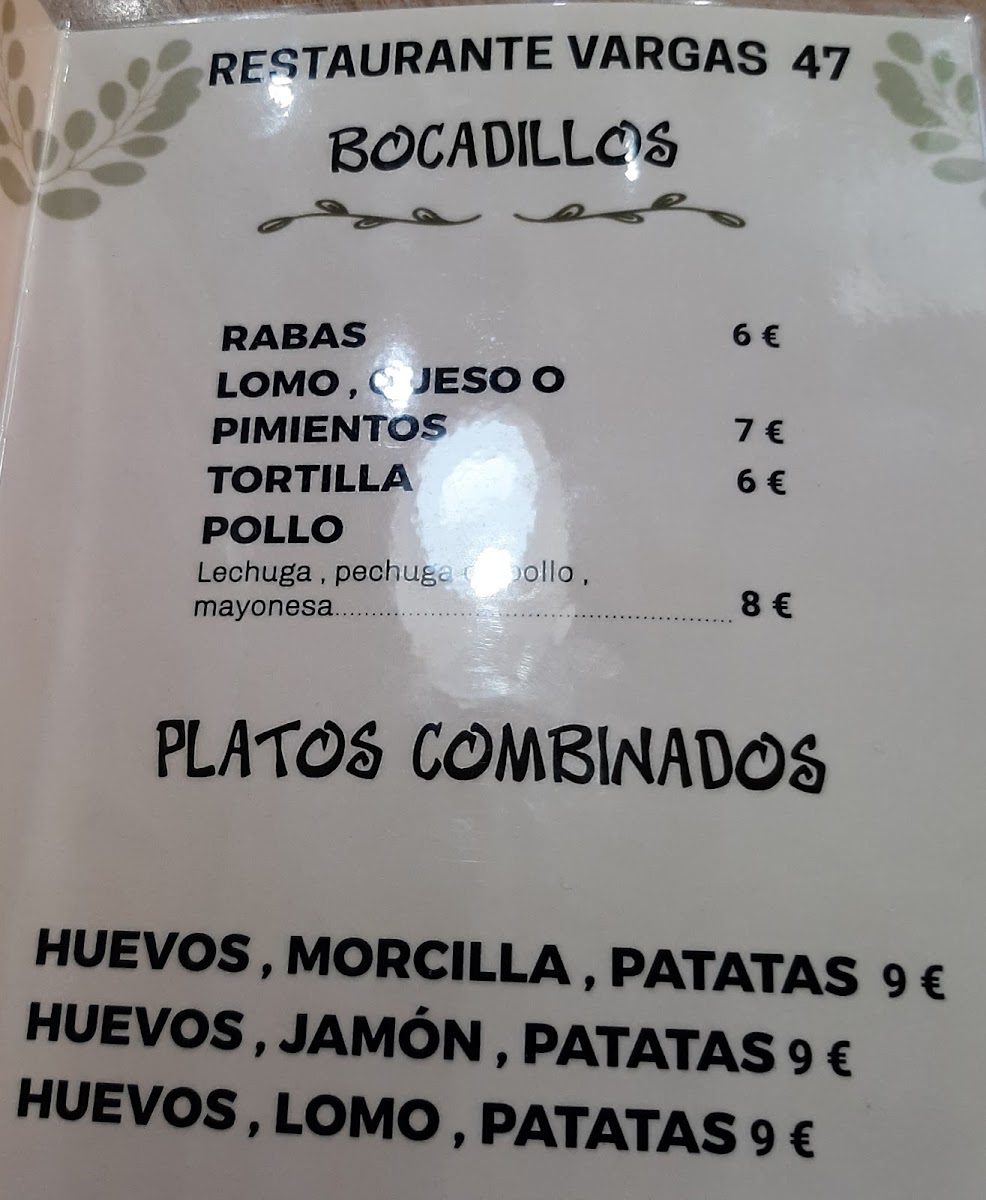 Menu Restaurante Vargas 47-3