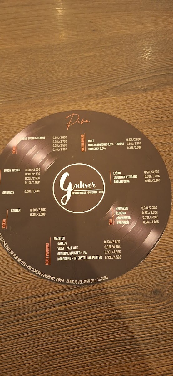Menu Restavracija In Pizzeria Guliver-1