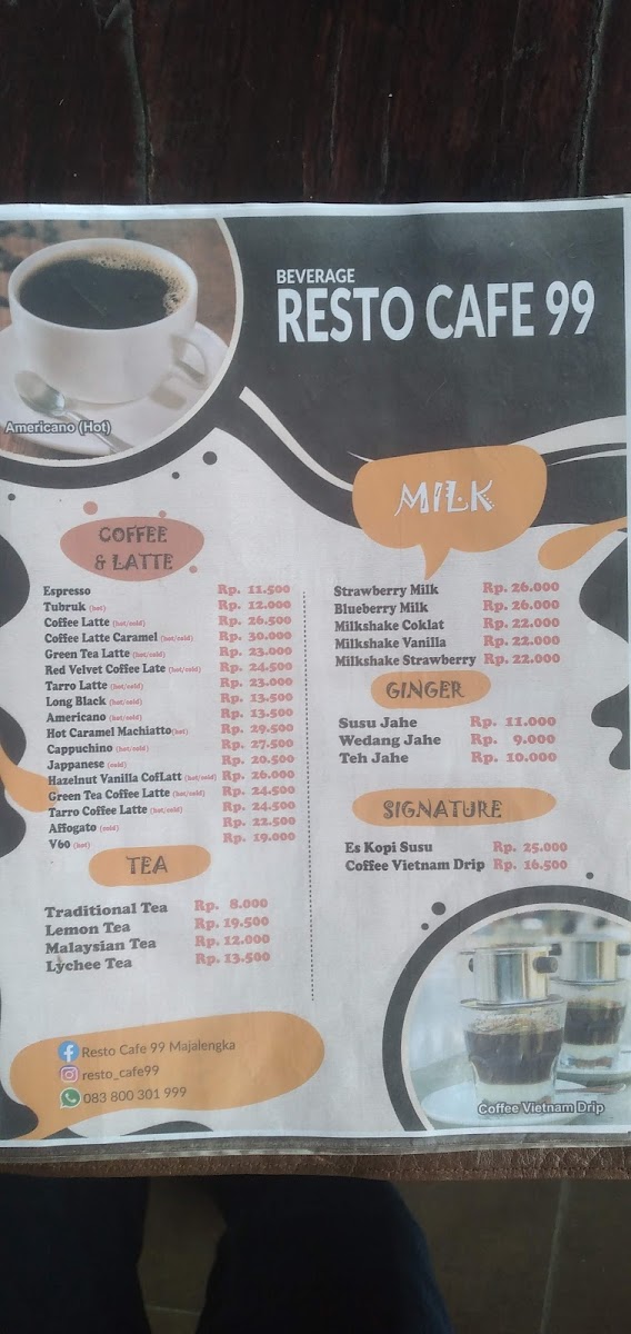 Menu Resto Cafe 99-1