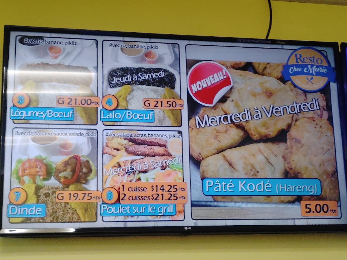 Menu Resto Chez Mariespécialités Créoles-1
