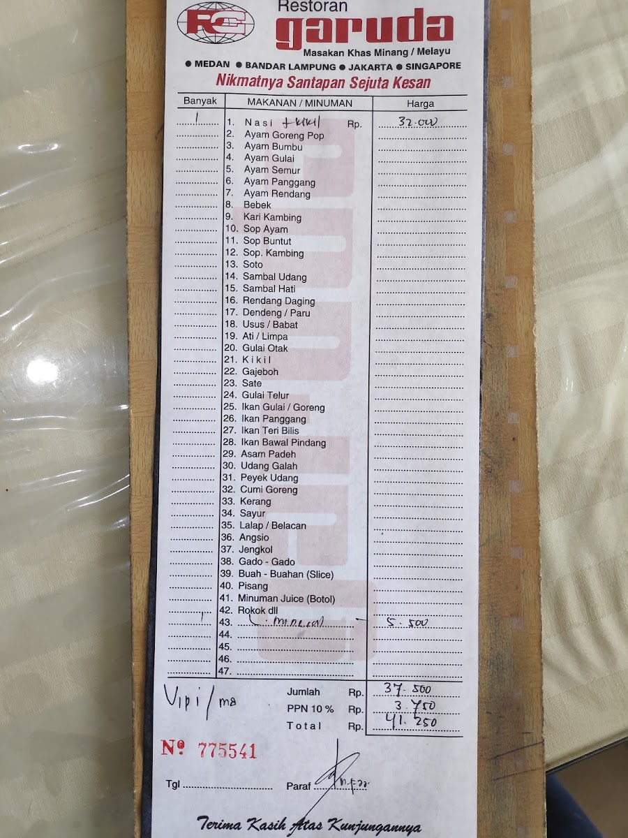 Menu Restoran Garuda Medan-1
